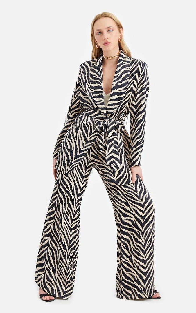 zebra satin two piece set