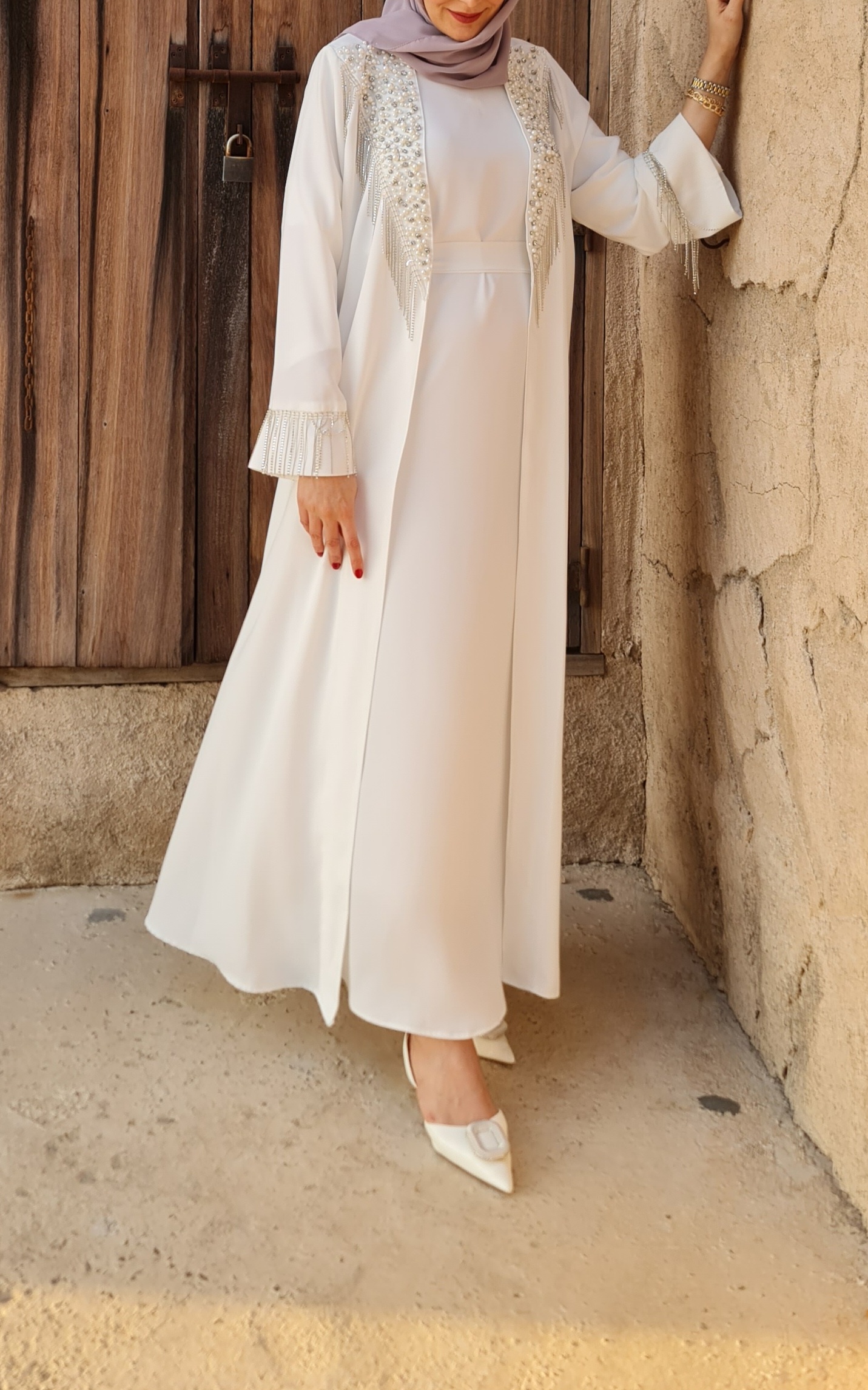 essential white crepe under dress