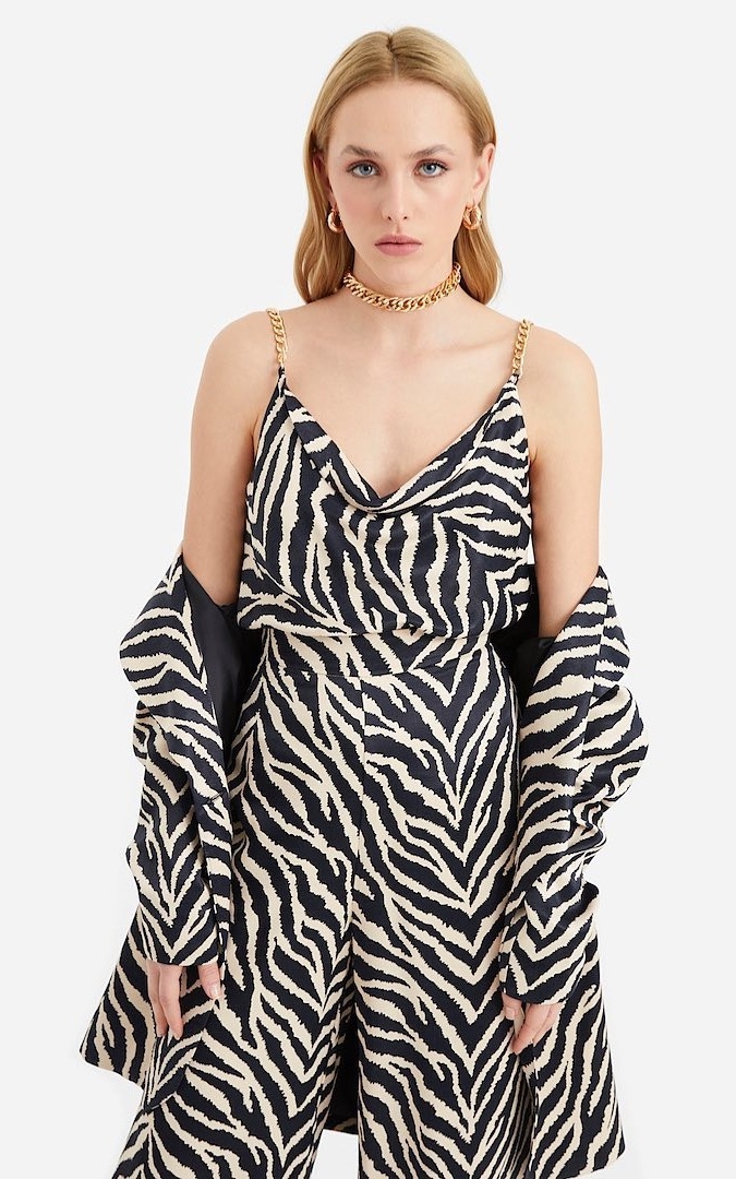 zebra satin two piece set