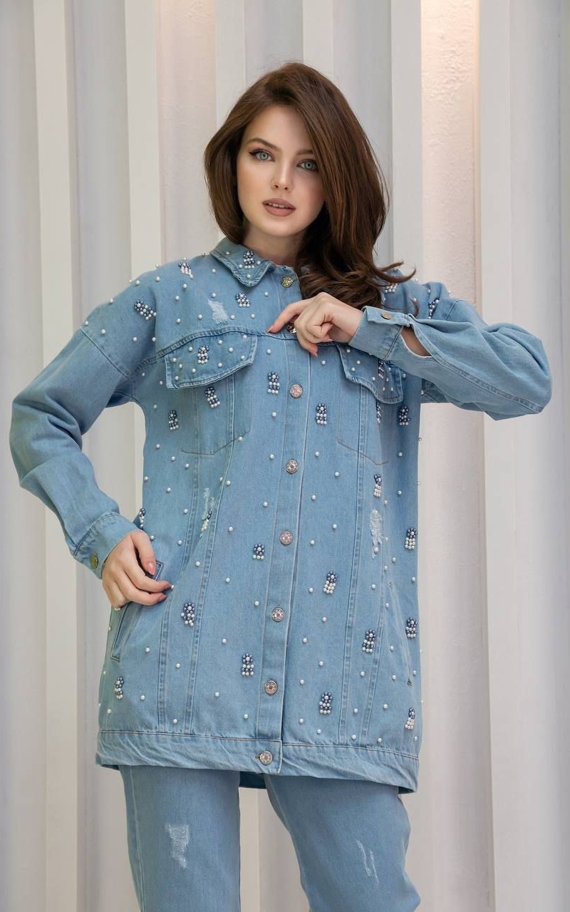embellished denim two piece set embellished denim two piece set