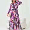 printed chiffon pleated dress
