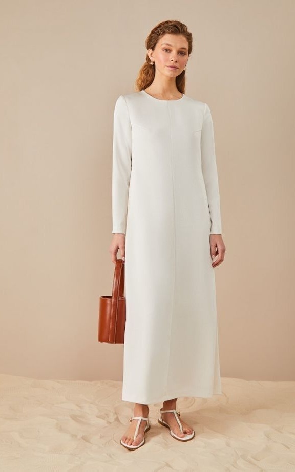 essential white crepe under dress