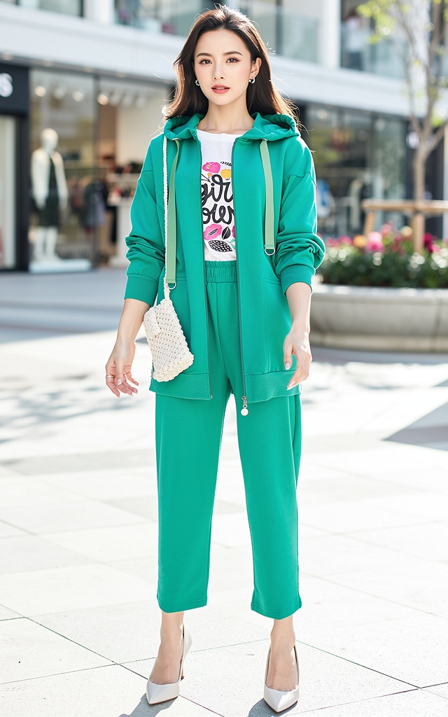 pure cotton zip up hoodie two piece set