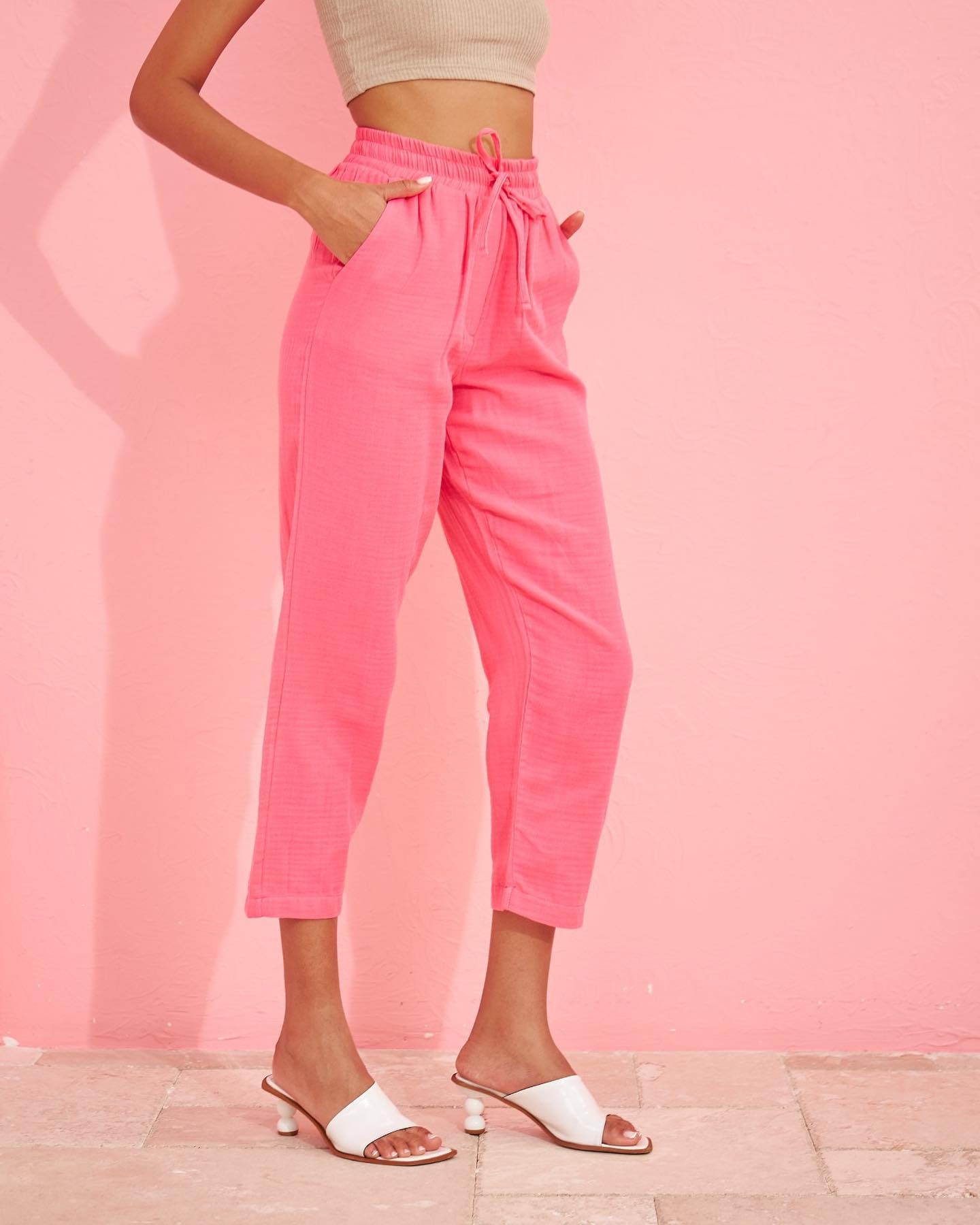 linen drawstring cropped pants linen drawstring cropped pants