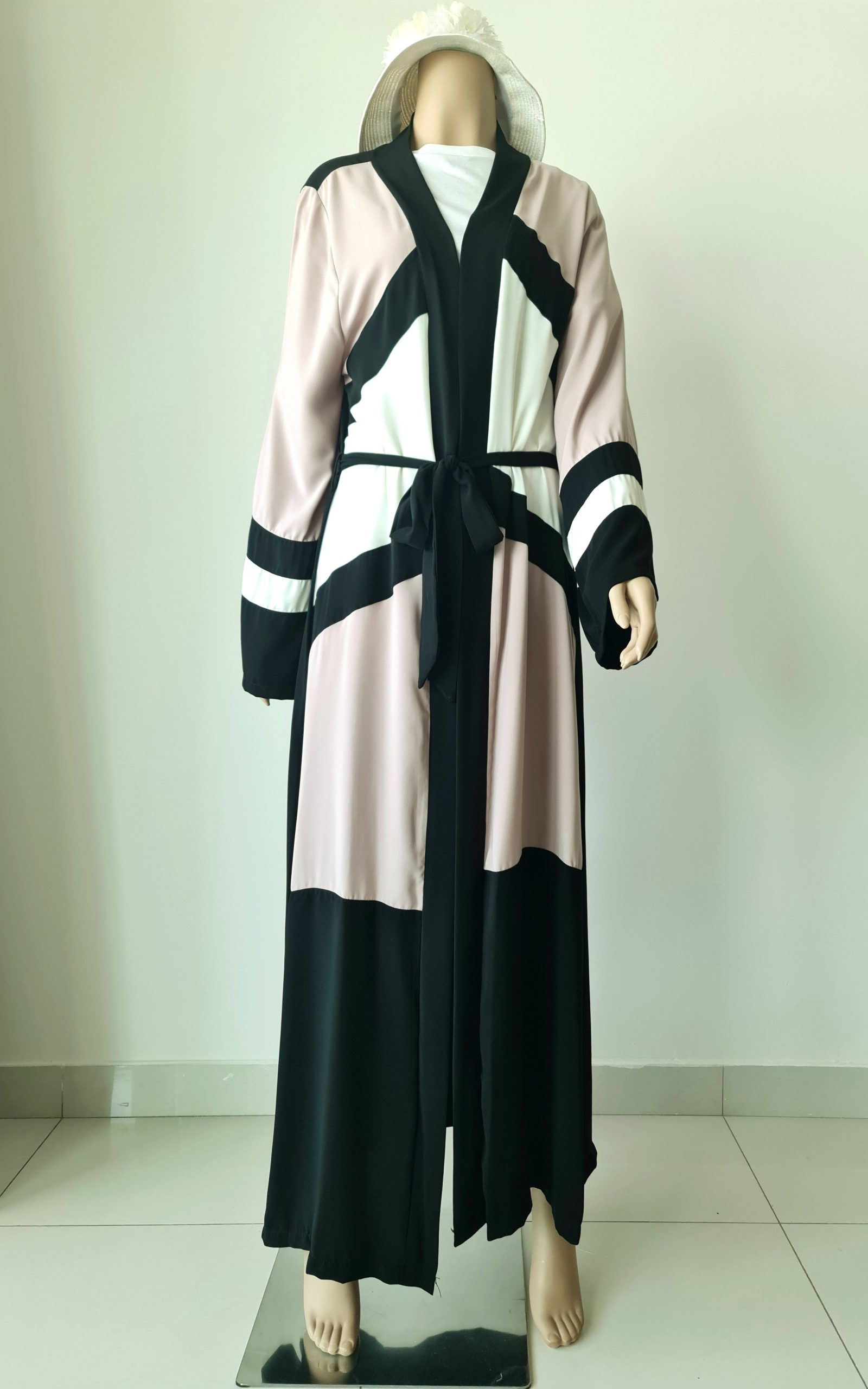 black crepe jacquard abaya