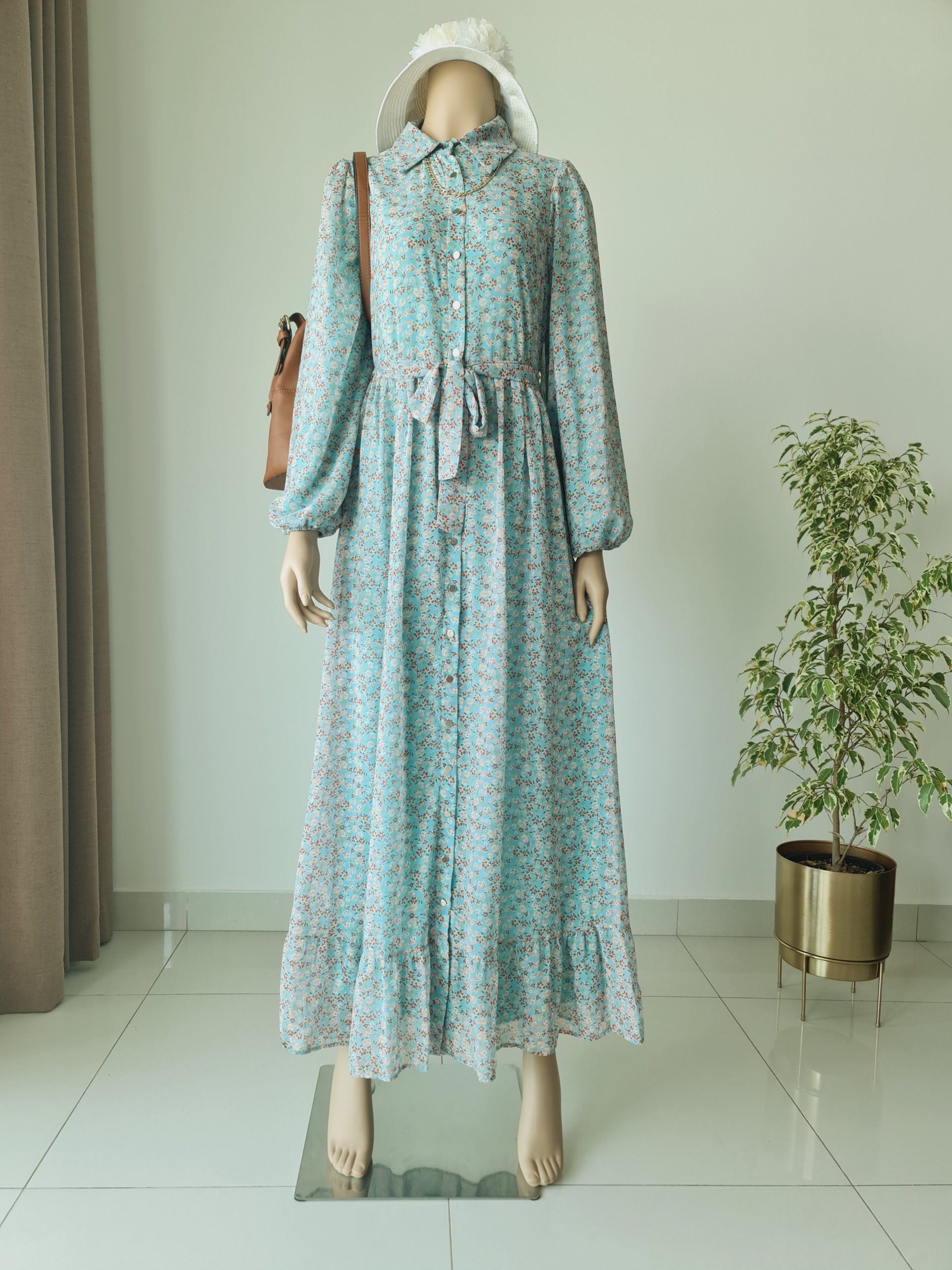 floral button down chiffon maxi dress