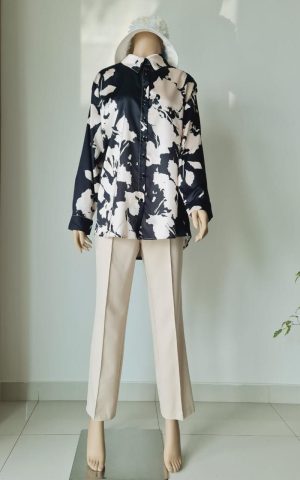 printed satin long shirt