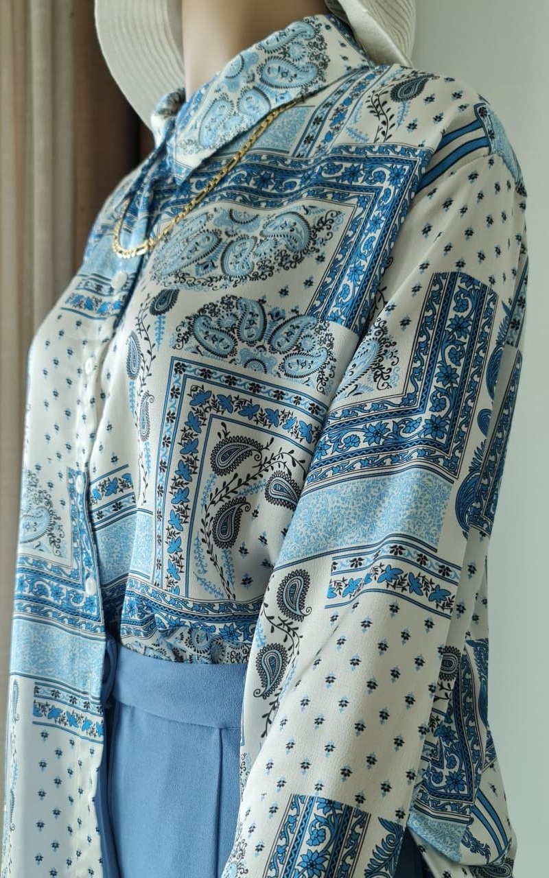 blue paisley shirt & pants set blue paisley shirt & pants set