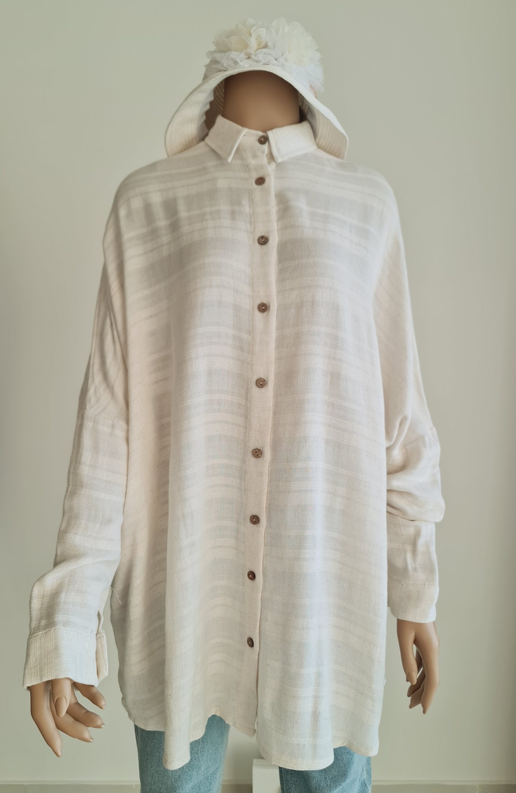 light linen shirt with natural stripe texture light linen shirt with natural stripe texture