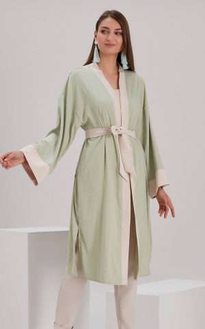 printed belted kimono